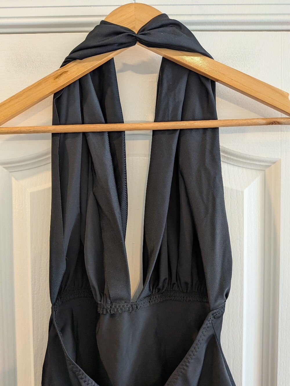 Norma Kamali Halter One Piece Swimsuit Black Plunge Minimalist Luxury Size M NWT - Picture 13 of 16